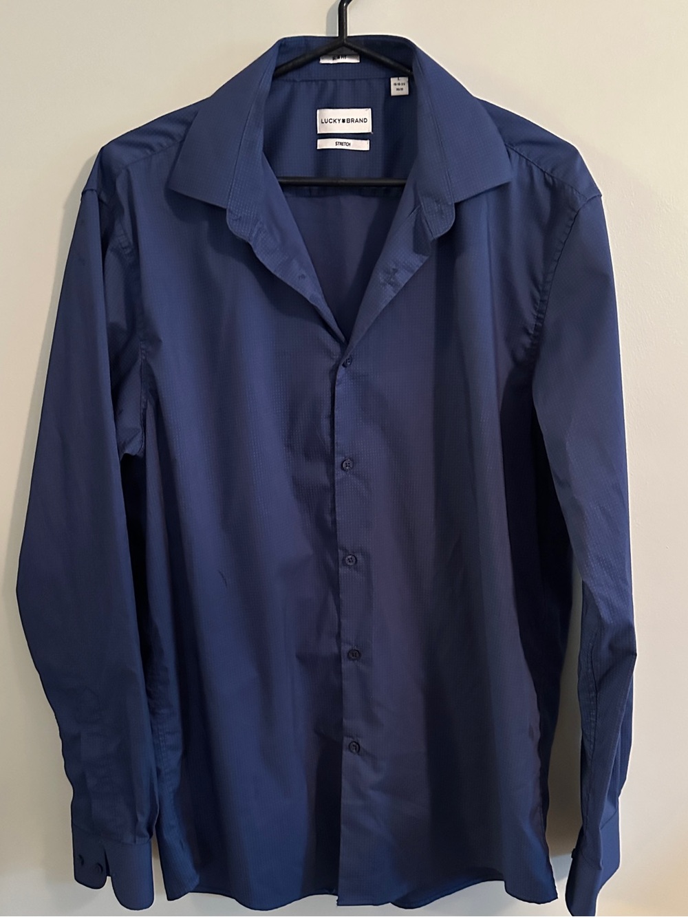 Lucky Brand Deep Navy slim stretch  fit button down shirt